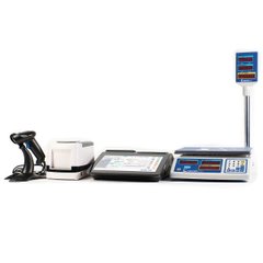 Кассовое оборудование для продуктового магазина: POS-терминал с принтером чеков + Сканер штрихкодов + Принтер этикеток + Весы